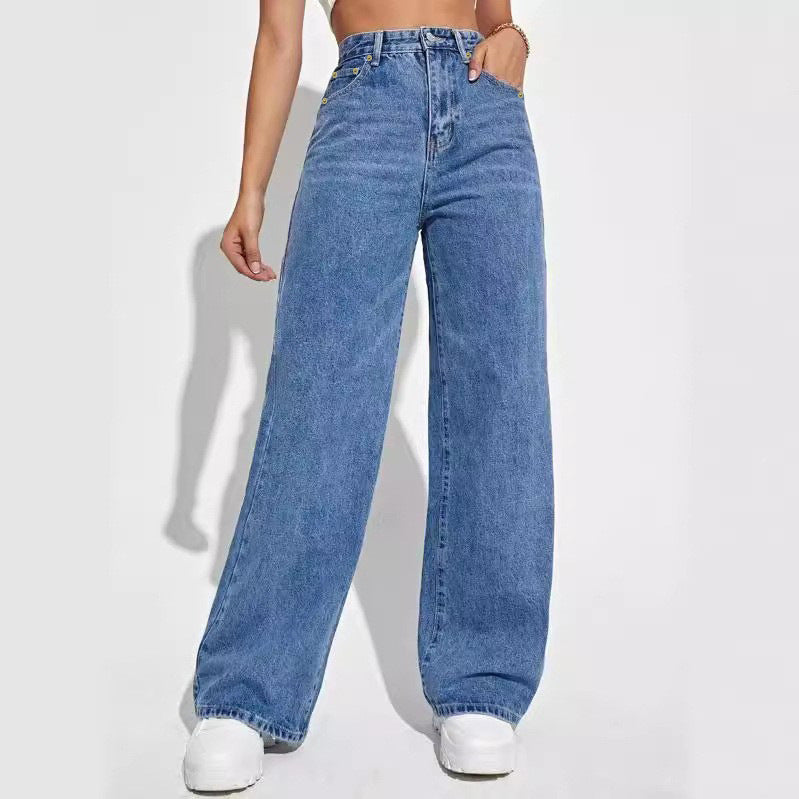 High-Waist Straight-Leg Jeans