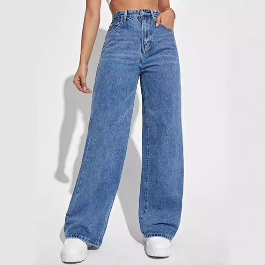 High-Waist Straight-Leg Jeans