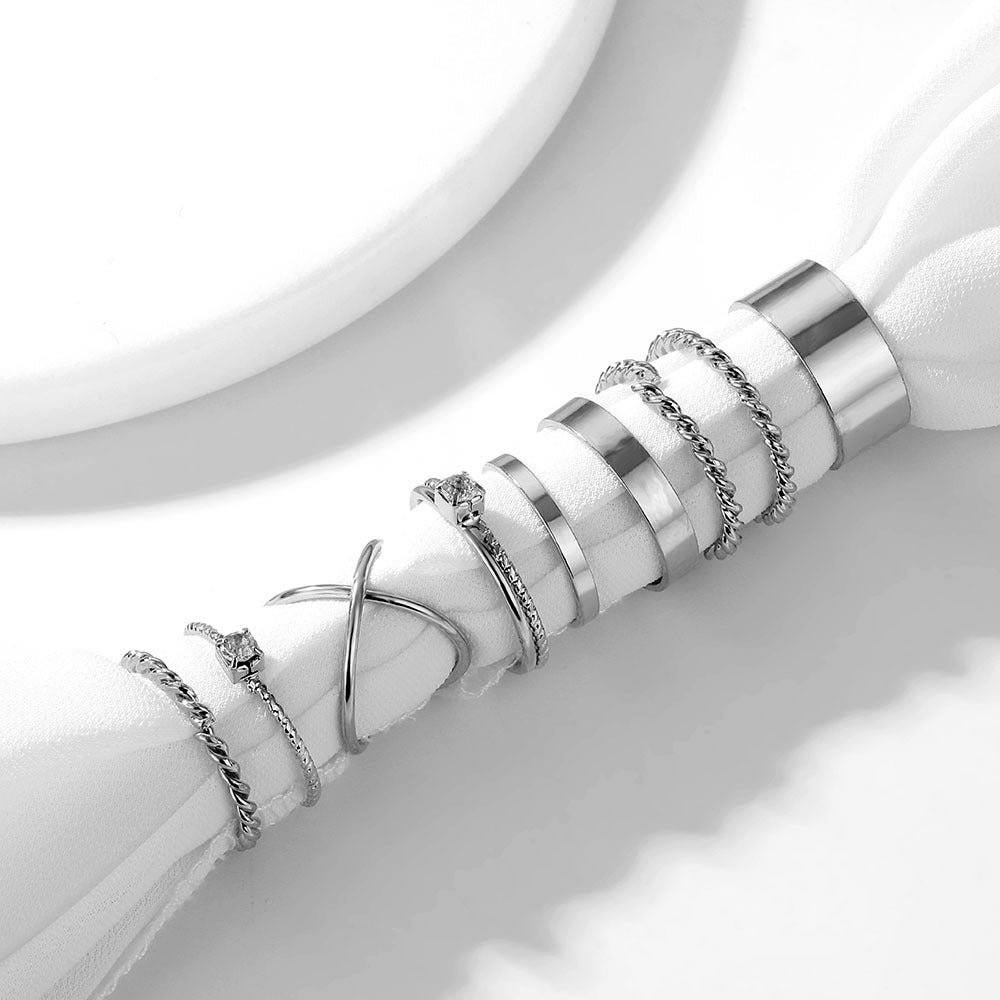 9pc Gold & Silver Ring Set
