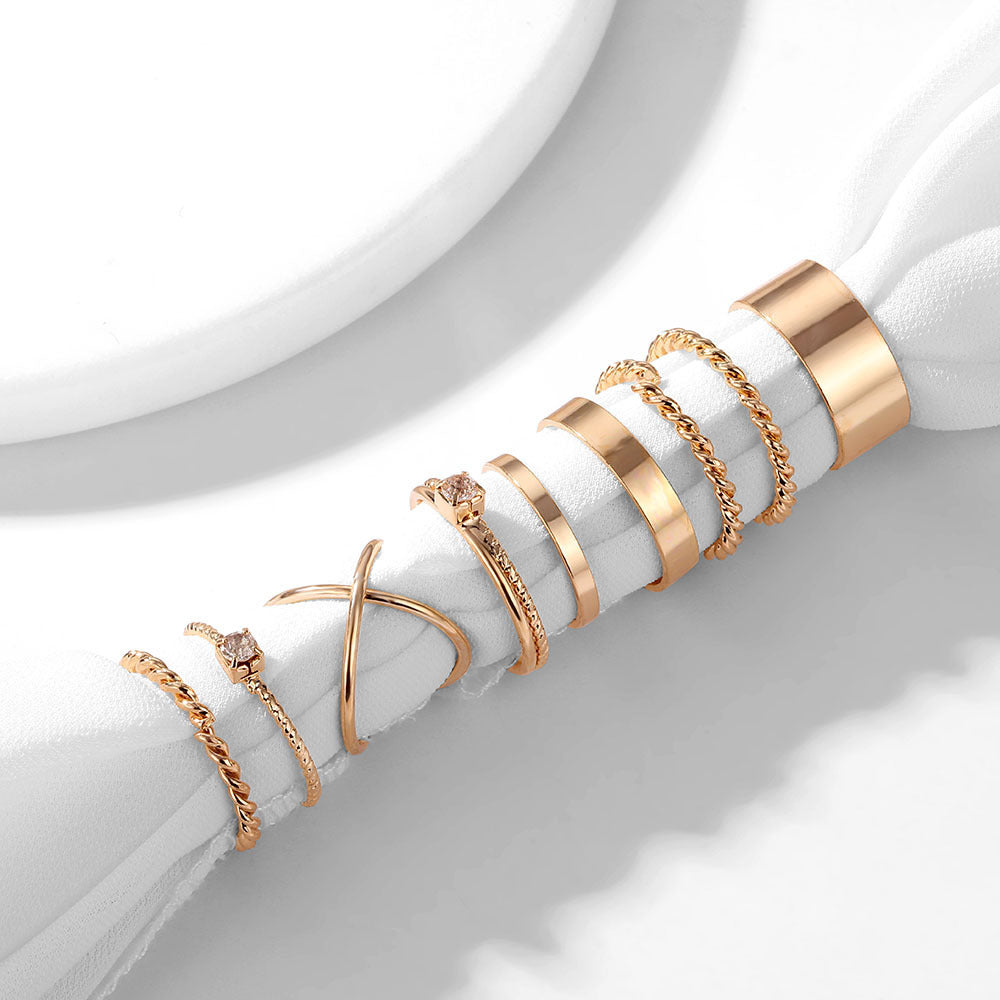 9pc Gold & Silver Ring Set