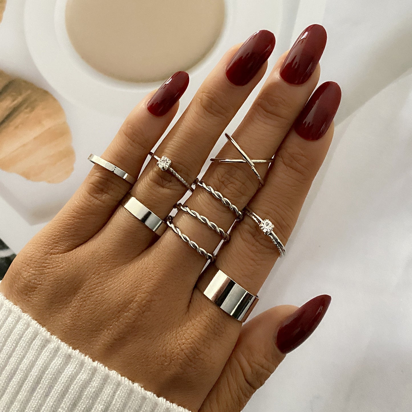 9pc Gold & Silver Ring Set