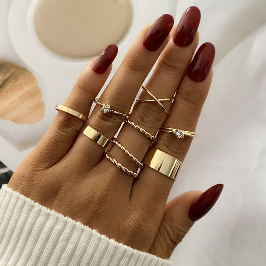 9pc Gold & Silver Ring Set