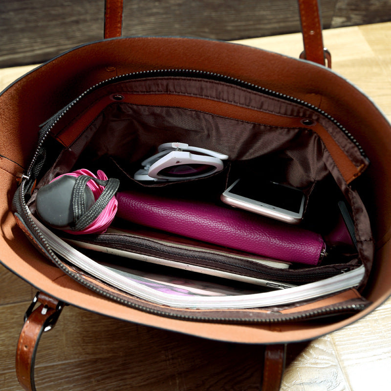 Simple Oil Wax Leather Tote Bag