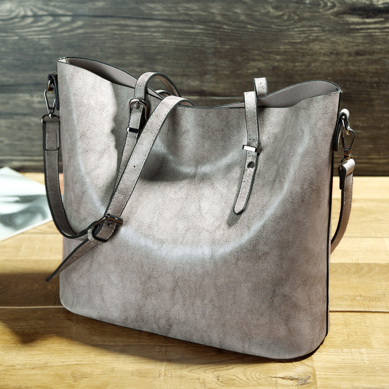 Simple Oil Wax Leather Tote Bag