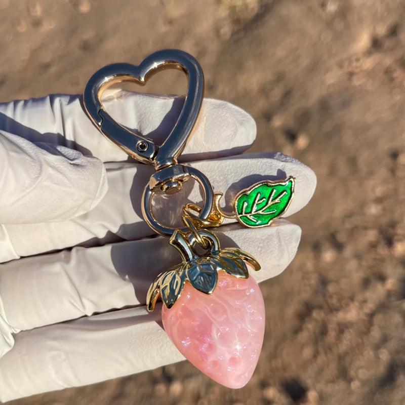 Glossy Strawberry Keychain