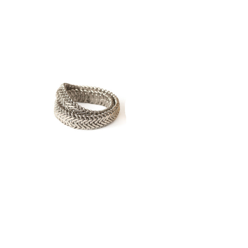Cross Over Gold & Silver Ring