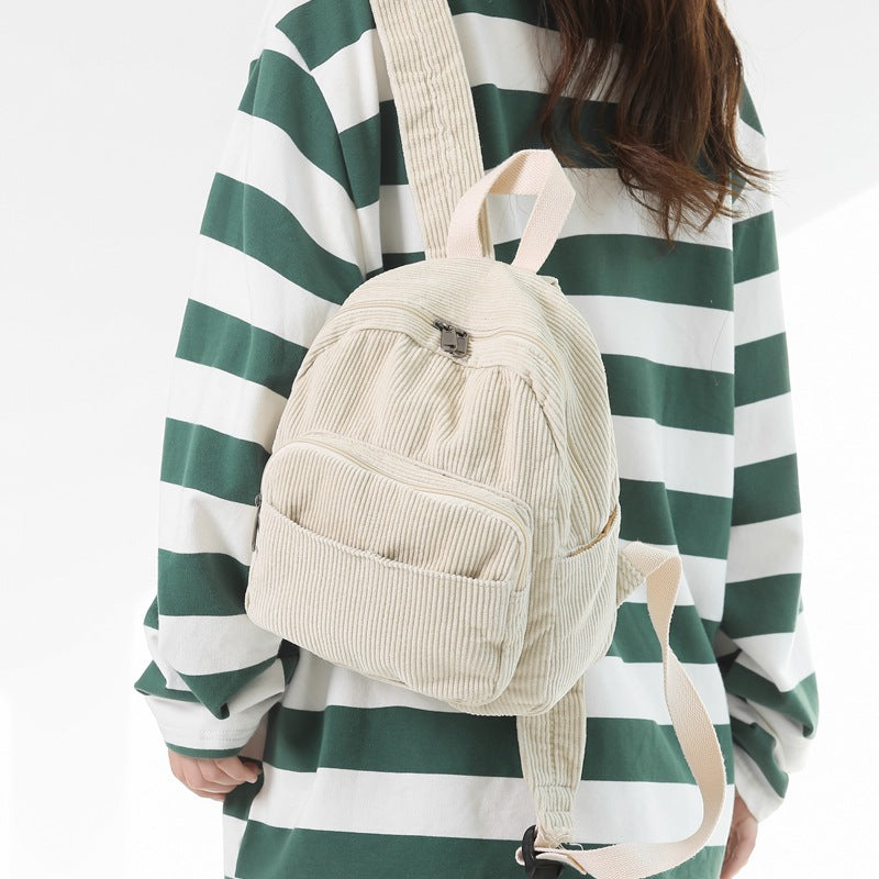 Corduroy Solid Color Backpack