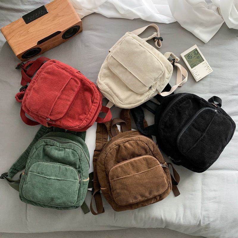Corduroy Solid Color Backpack