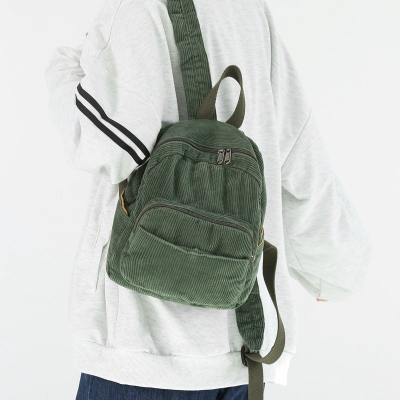 Corduroy Solid Color Backpack