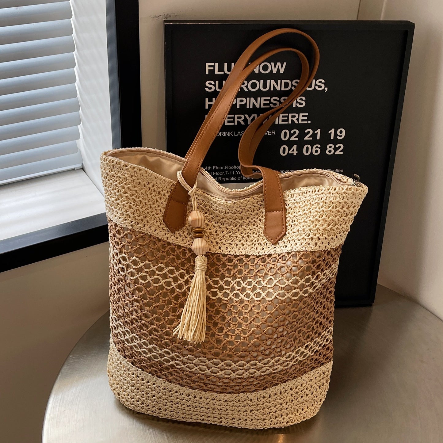 Summer Vibes Tote Bag | With Tassel Keychain