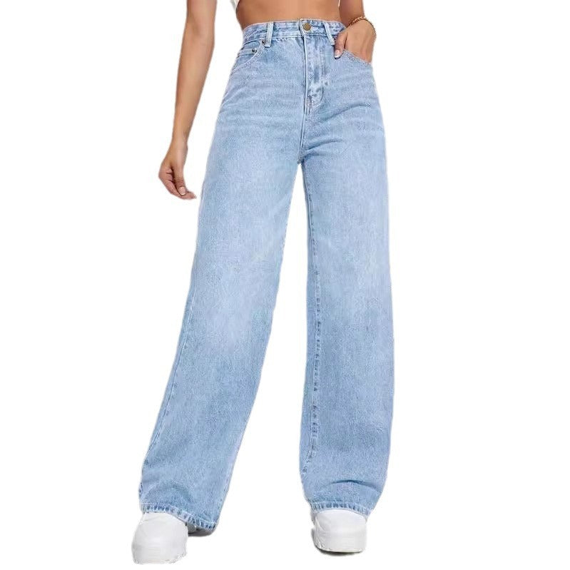 High-Waist Straight-Leg Jeans