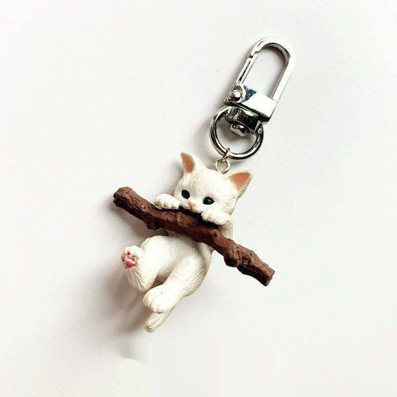 Kitten Holding Branch Keychain