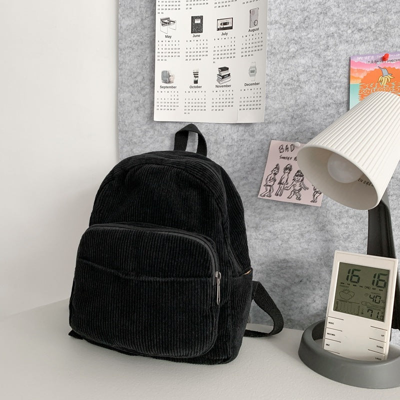 Corduroy Solid Color Backpack