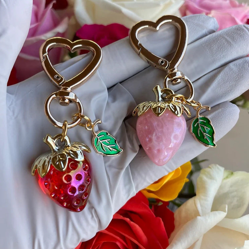 Glossy Strawberry Keychain