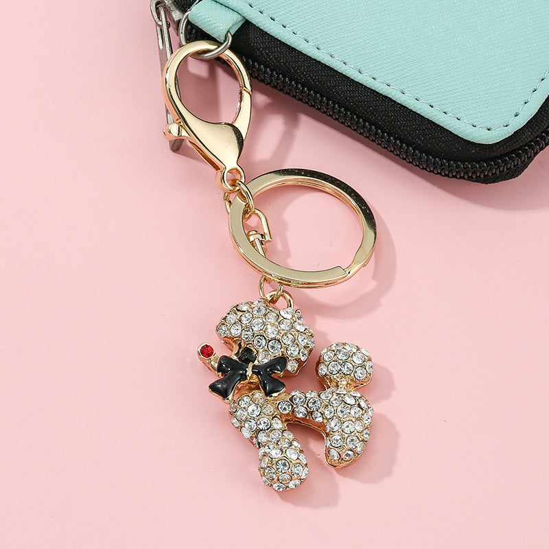 Rhinestone Poodle Keychain