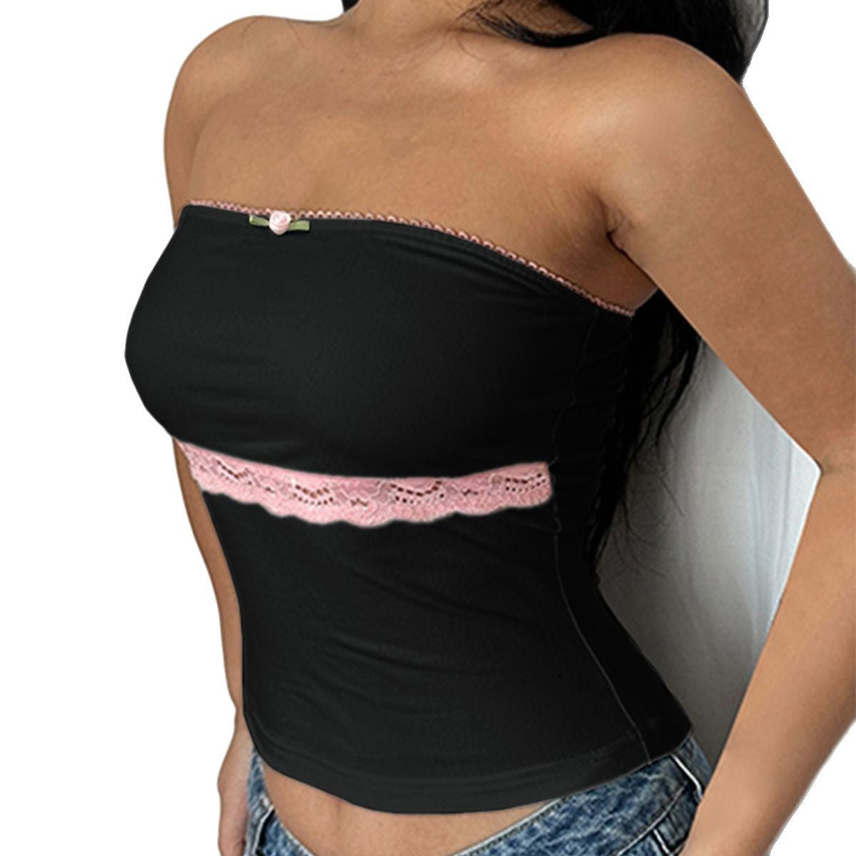 Lace Stitching Tube Top