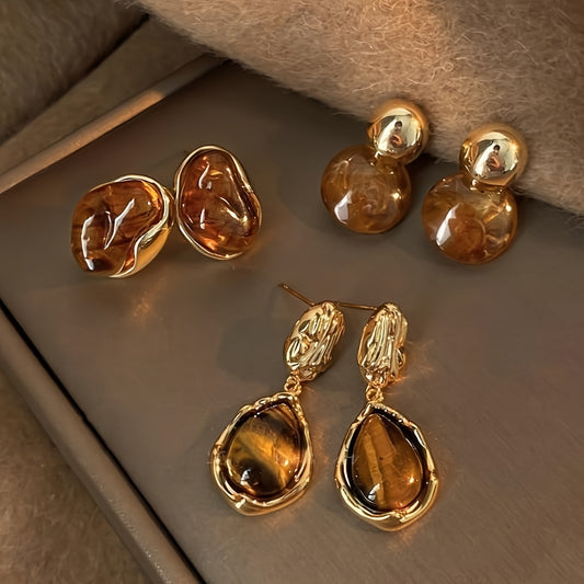 Brown Stone Earrings
