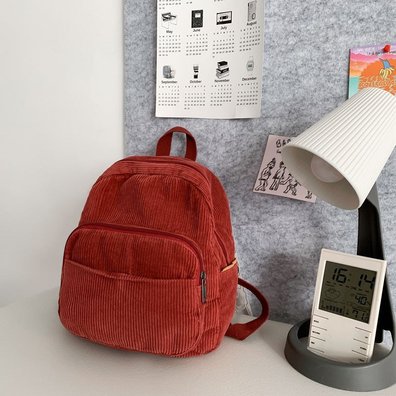 Corduroy Solid Color Backpack