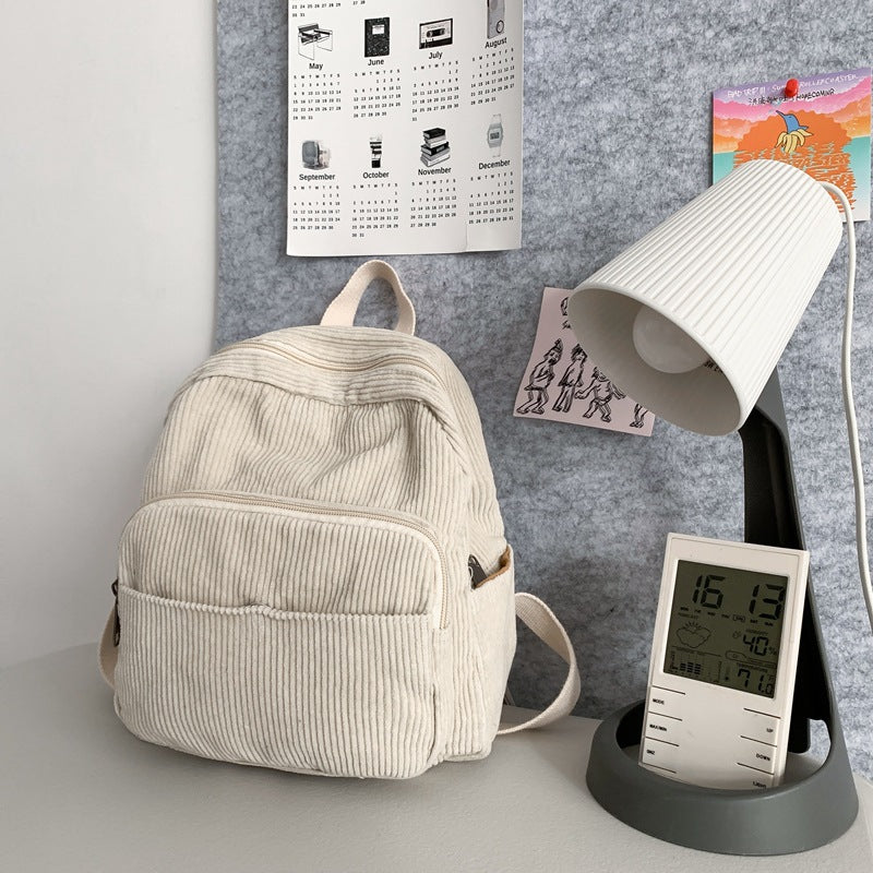 Corduroy Solid Color Backpack