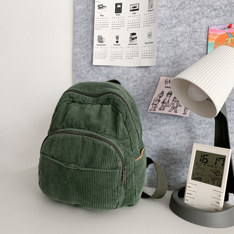 Corduroy Solid Color Backpack