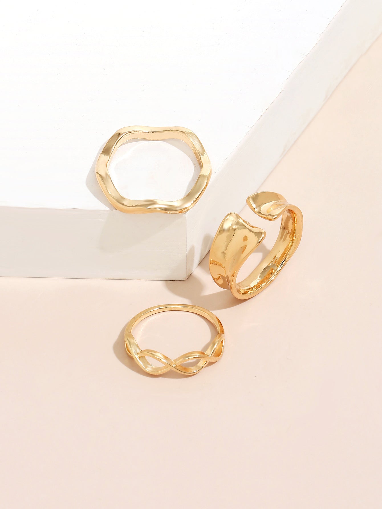 Golden 3pc Ring Set