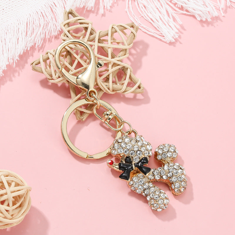 Rhinestone Poodle Keychain