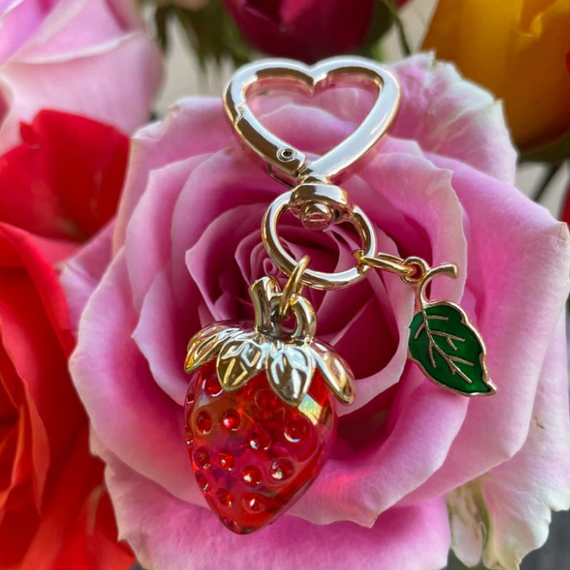Glossy Strawberry Keychain