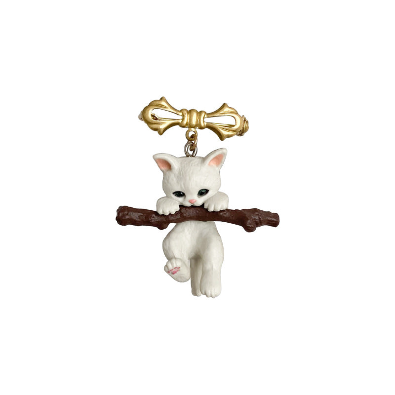 Kitten Holding Branch Keychain