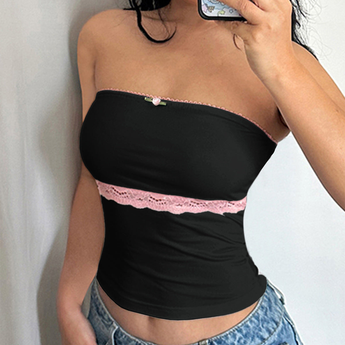 Lace Stitching Tube Top