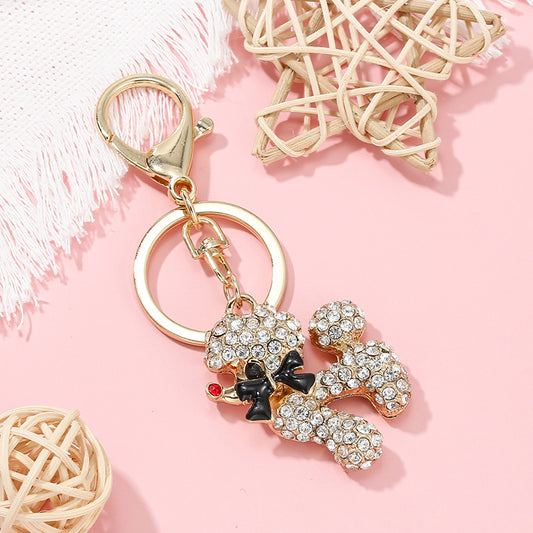 Rhinestone Poodle Keychain