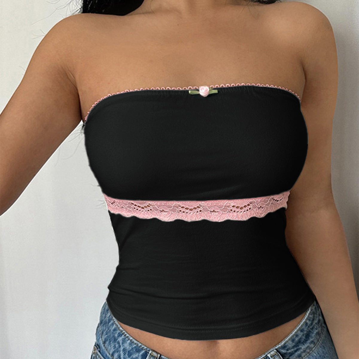 Lace Stitching Tube Top