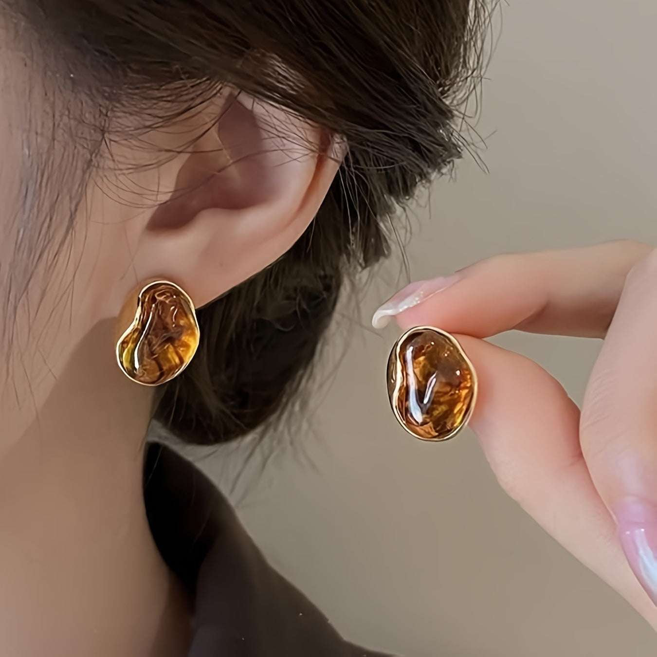 Brown Stone Earrings