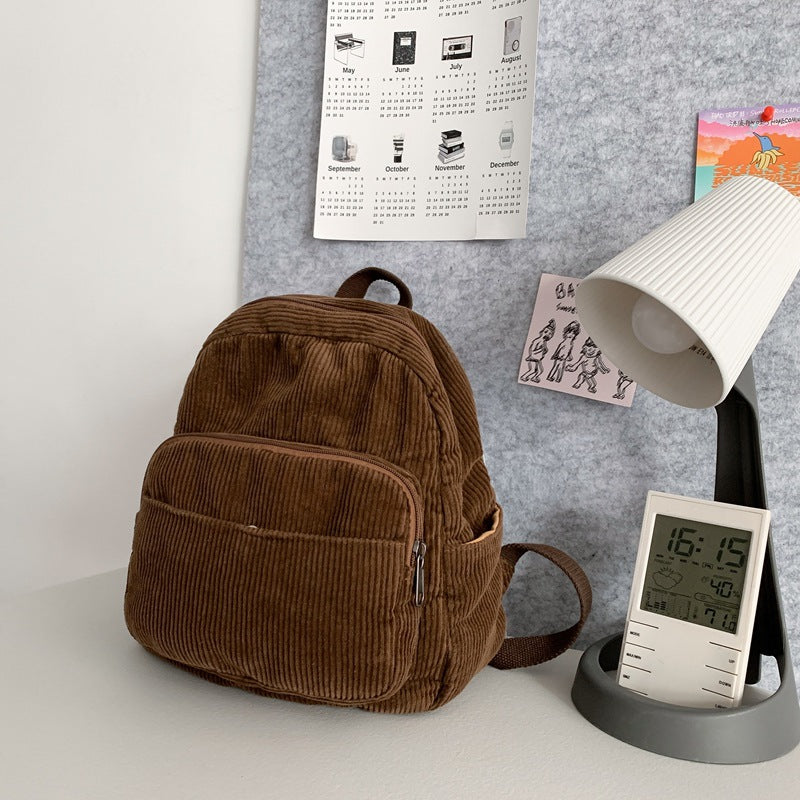 Corduroy Solid Color Backpack