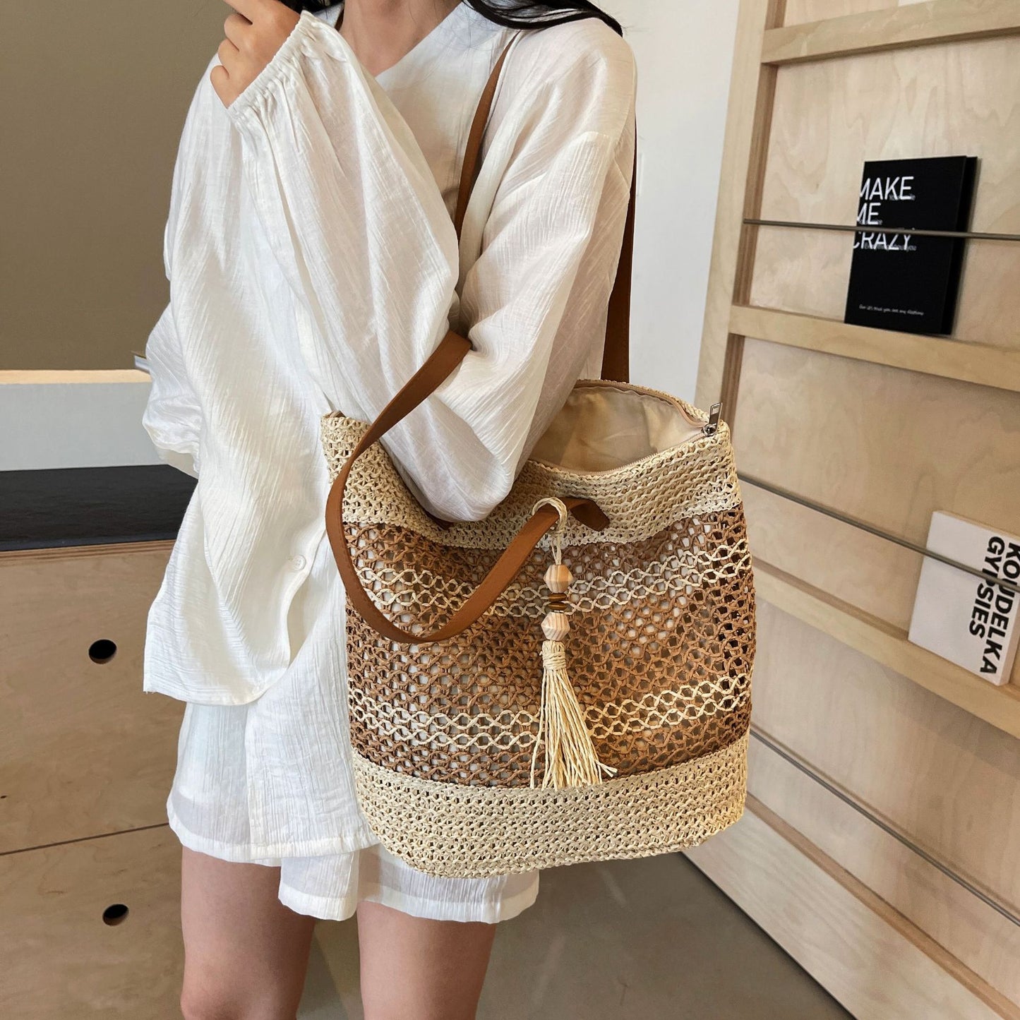 Summer Vibes Tote Bag | With Tassel Keychain