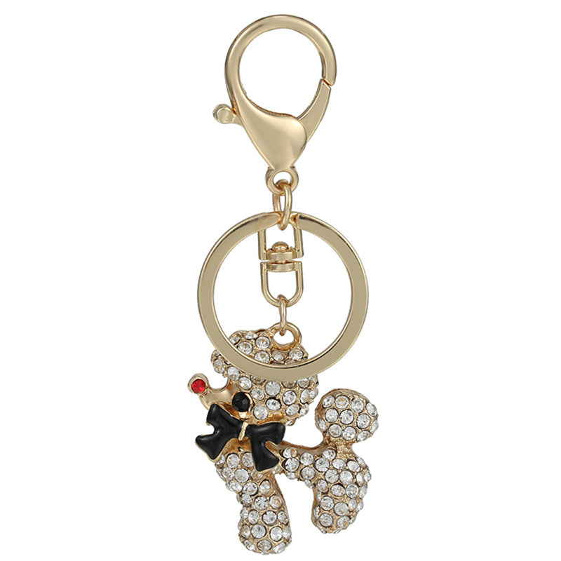Rhinestone Poodle Keychain