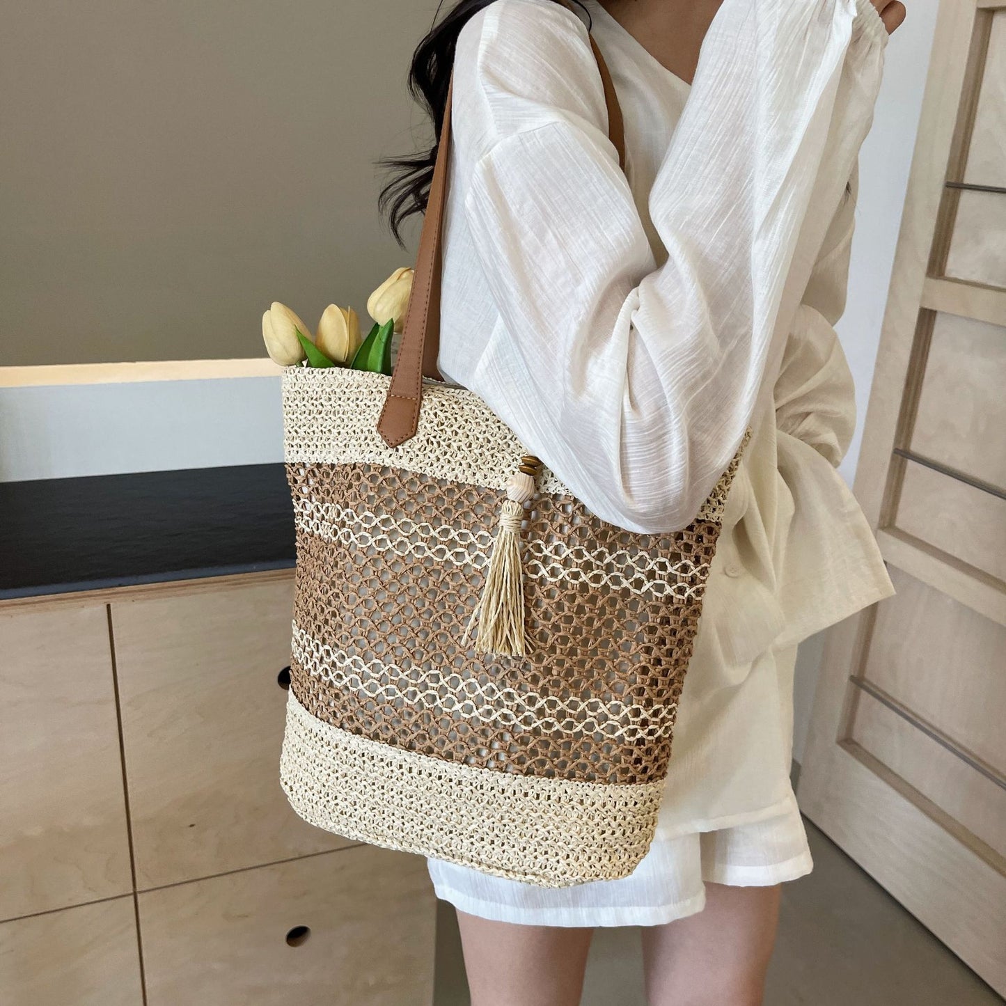 Summer Vibes Tote Bag | With Tassel Keychain