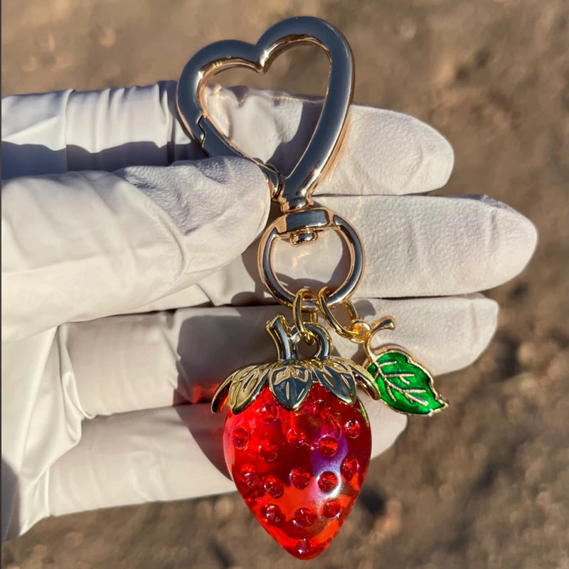 Glossy Strawberry Keychain