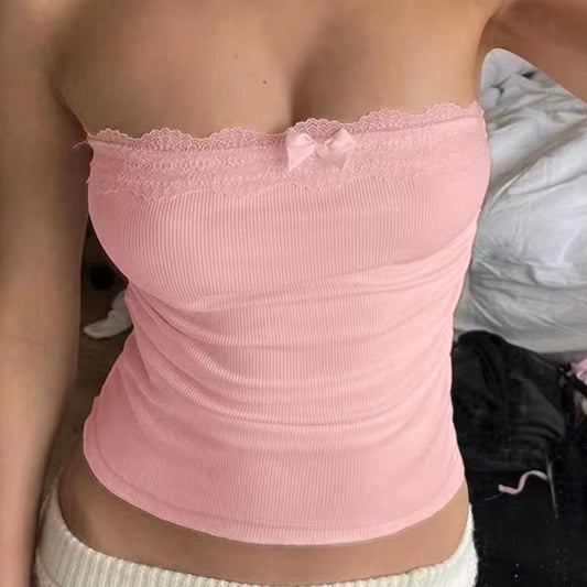 Lace Bow Tube Top