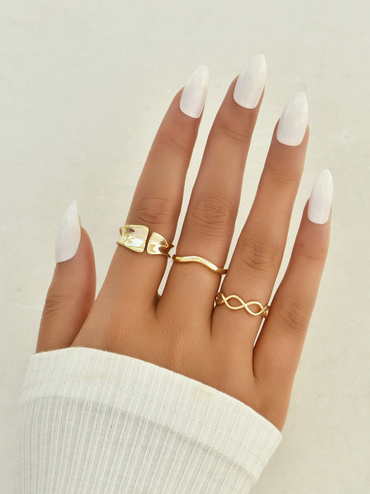 Golden 3pc Ring Set