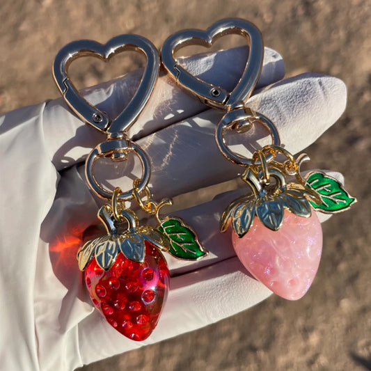 Glossy Strawberry Keychain