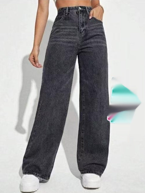 High-Waist Straight-Leg Jeans